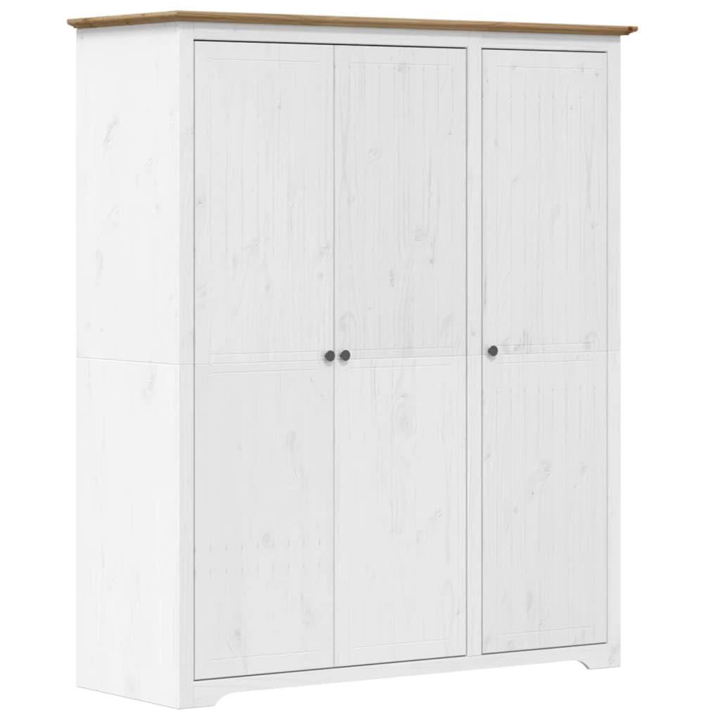 Szafa o dużej wytrzymałości w kolorze białym i brązowym - 151,5 cm Solid Pine Wood Storage Closet with Dust-Proof Doors for Bedroom nization & Stylish Fur Solutions