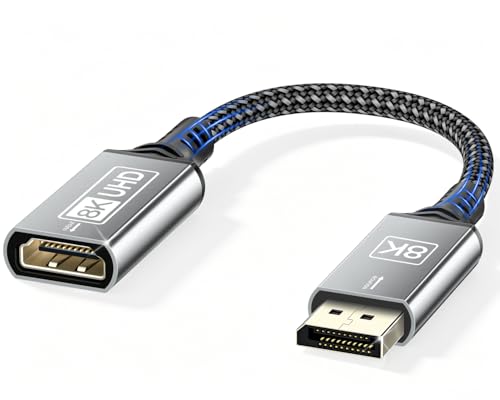 layajia Adaptador DisplayPort a HDMI 8K, Unidireccional DP a Monitor HDMI 8K@60Hz Compatible con HP, Dell, Proyector, AMD, GPU, NVIDIA   0,2m