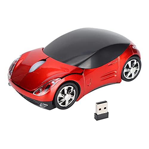 Souris sans Fil, Souris sans Fil 2.4G Ergonomique Rouge en Forme De Voiture Souris De Jeu Intelligente Haute Résolution avec Récepteur USB pour Bureau...