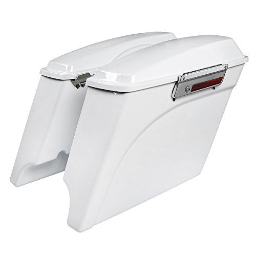 Alforjas rígidas estiradas blancas de 5 pulgadas para modelos Harley Touring 1993-2013 (FLT, FLHT, FLHTCU, FLHRC, Road King, Road Glide, Street Glide, Electra Glide, Ultra-Classic) miniatura 1