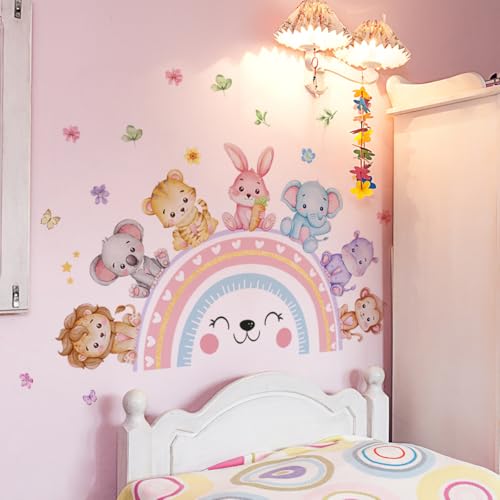 Vinilos Decorativos Infantiles de Animales y Arcoíris Rosa miniatura 3