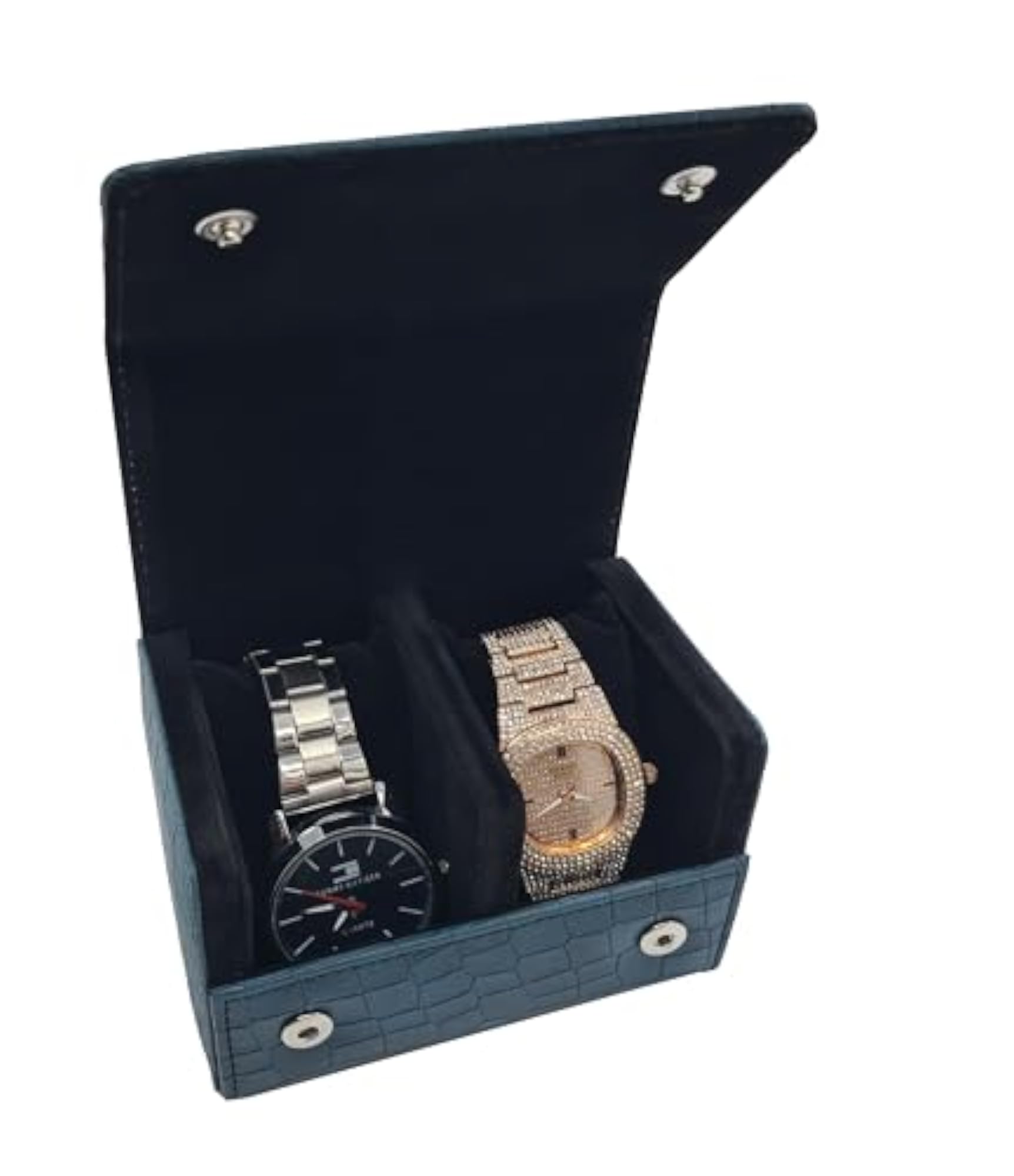 Premium Watch Box Holder Organizer Case, 2 Slots, PU Leather