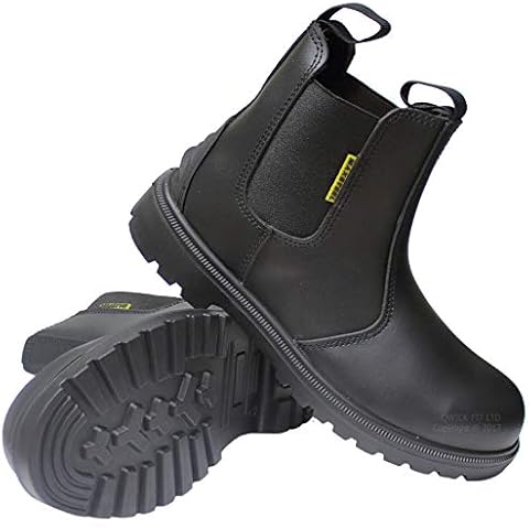 Mens Leather Safety Steel Toe Cap Chelsea Dealer Boots Work Shoes Sizes 6-14 UK (9 UK) Black Cover