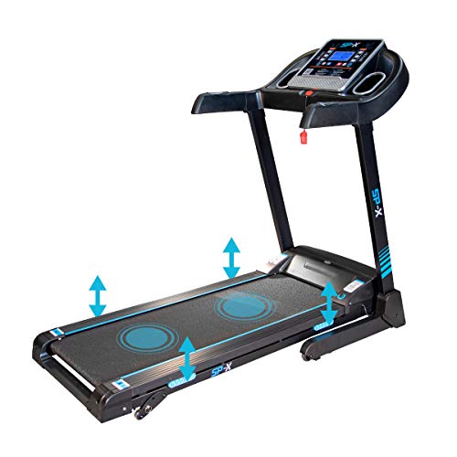 Tapis de Course Pliable SPX -14km/h - 2,0 CV - 12 Programmes - Inclinaison, Capteurs Cardiaque, Ecran LCD et Haut-Parleurs Cover
