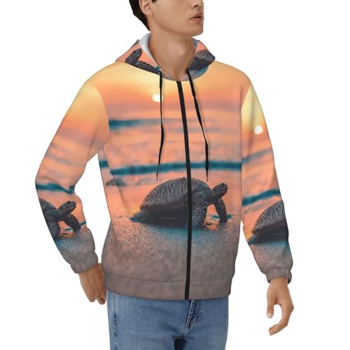 Sweat à capuche zippé homme motif tortue EdWal - Veste casual
