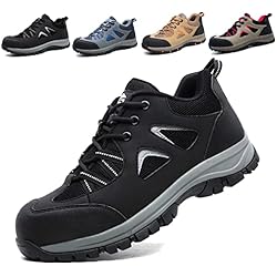 Zapatos De Seguridad Dama ISOOUS Zapatos de Seguridad Hombre Mujer Ligero Zapatos de Trabajo Punta de Acero Transpirable Calzado de Seguridad Negro 37