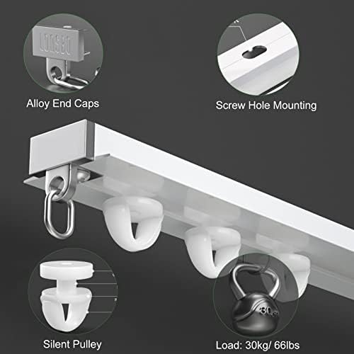 Invisible Ceiling Curtain Track Set, Recessed Aluminum Railing with Quiet Pulleys for Bedroom, Dressing Room, & Privacy - 4m/13ft, Perfect for Seamless Window Treatment