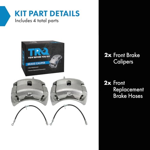 Image of TRQ Front Brake Caliper Set Brake Hose Compatible with 2001-2002 Acura MDX 1999-2004 Honda Odyssey