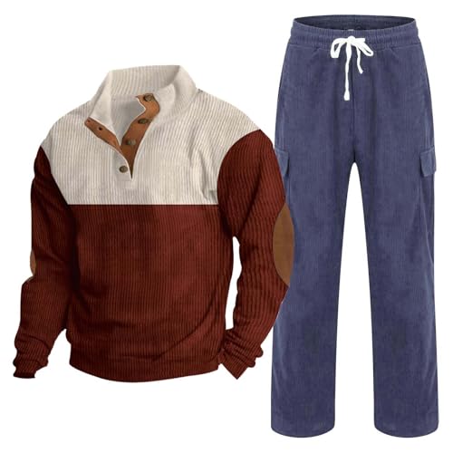 liaddkv Joggingpak voor heren, 2-delig, hoodie en joggingbroek, 2-delige setbaggy, casual, regular sportpak, trainingspak, set casual trainingspak, rood, M