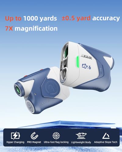 AOFAR GX6 Golf Rangefinder 1000 Yards, Rechargeable Laser Range Finder with Magnet, Flag Lock & Vibration, Slope ON/OFF with Indicator Light, ±0.5yd Accuracy, Waterproof, 7X, Golf Gift - Image 3