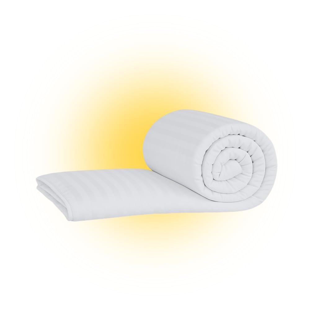 Mhg Living White 1 Tog Summer Duvet Super King 260X220cm - Ultra Lightweight Cool Duvet For Hot Sleepers | Oeko-Tex Certified, Breathable Stripe Microfibre, Hypoallergenic Hollowfibre, Made In Uk