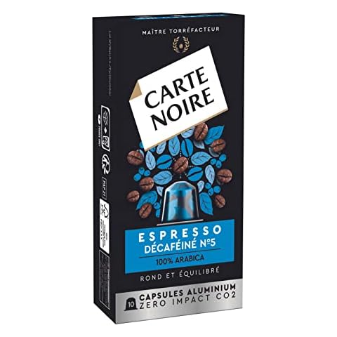 Carte Noire, Espresso Décaféiné, Nespresso Compatible Aluminium Capsules, 10 Packs of 10 Decaffeinated Coffee Pods, 100% Arabica, Cereals and Caramel Notes, Intensity 5/10 Cover