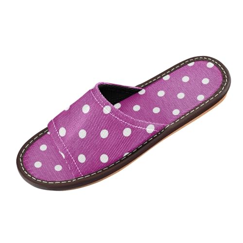 GuoChe Spa Sandal Indoor Reusable Cute Beach Sandals for Hotel Travel Party Polka Dots Purple Mid Century