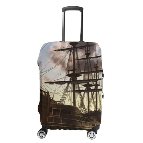 Pirate Ship Luggage Cover, Washable Elastic Suitcase Cover Protector Fit 18-32 Inch Luggage