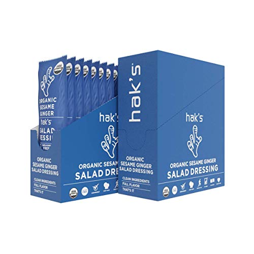 Hak s Organic Salad Dressing (Sesame Ginger) - Portable Salad Dressing Single Serve Packets - Perfectly Portioned, Organic Ingredients, Easy to Take On The Go (24 Pack)