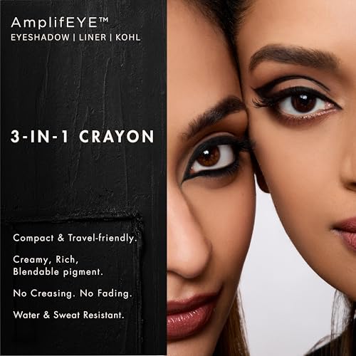 Image of HYUE AmplifEYE 3-in-1 EYE Crayon | Eyeshadow - Liner - Kohl | Blackout | Creamy Multi-Use Stick with in-built Sharpener and Smudger | High-Pigment Formula with Vitamin E & Jojoba Oil