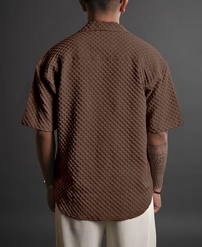 Image of NexaFlair Casual Shirt for Men|| Shirt for Men|| Men Stylish Shirt||Button Down Shirts Half Sleeve Bubble Fashion Textured Shirt