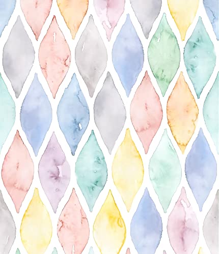 Meihodan Multicolor Geometric Self-Adhesive Wallpaper Colorful Arc Removable Peel and Stick Wallpaper for Nursery Kids Room Decor DIY Decor 17.7in x 9.8ft