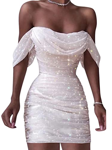 Minetom Damen Pailletten Kleid Ärmellos Partykleid Bleistiftkleid...