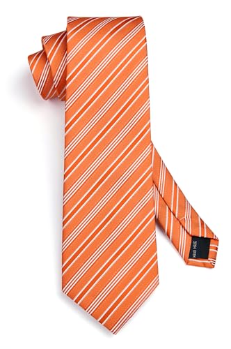 Image of HISDERN Mens Tie Striped Ties and Handkerchief Set Business Formal Woven Pocket Square Wedding College Stripe Necktie