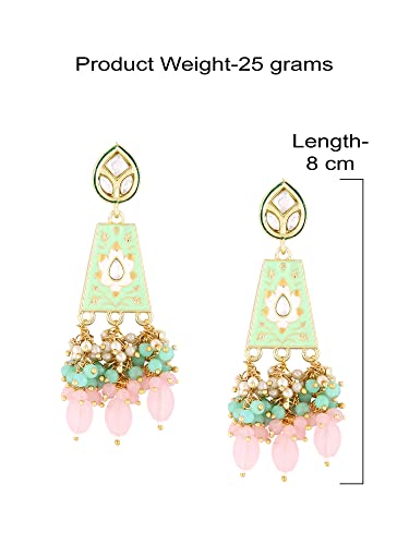 Meenakari Kundan & Cluster Crystal Drop Earring For Women