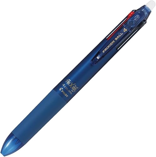 Pilot Bolígrafo Frixion Ball 4, 0.015 in ultra fino, 4 colores (negro, rojo, azul y verde), cuerpo azul y negro (PLKFB80UF-BB)