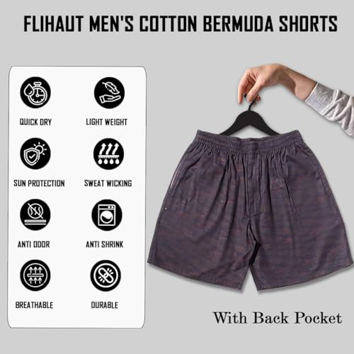 Image of Men's Cotton Shorts Waistband, Zip Fly, 1 Zip Pocket, Back Pockets (Pack of 2)