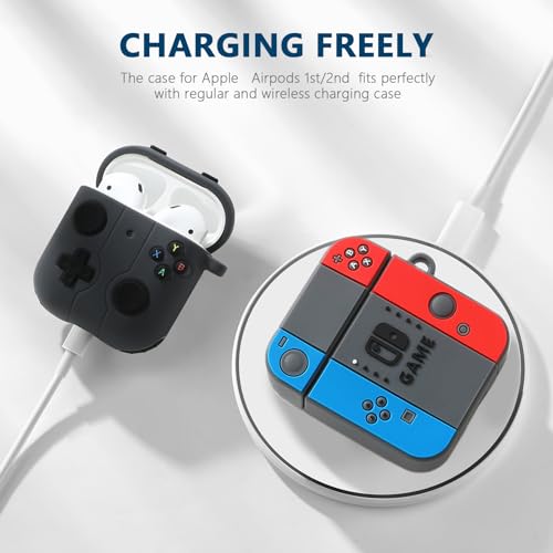 Image of [2Pack] Gedicht for Airpods 2nd Generation Case, Funny 3D Cartoon Game Console Design Silicone Soft Cases for Airpods Case 2nd /1st Gen, with Keychain Kids Women Men for Airpods Case