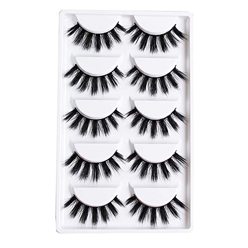 5 Pairs 3D Mink Hair False Eyelashes Wispy Thick Cross Lashes Lashes Handmade Eye Makeup Tools