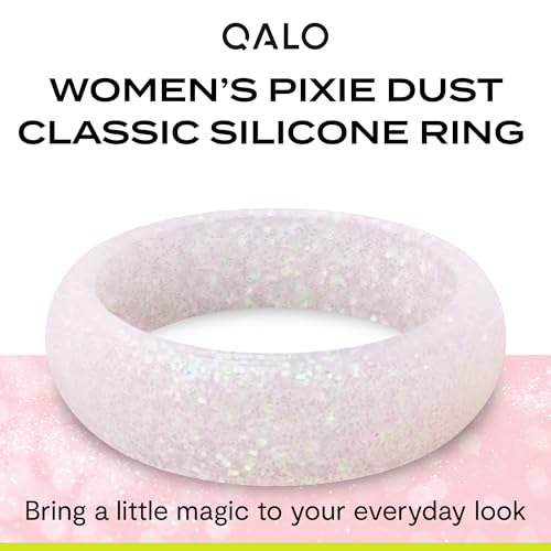 QALO Women's Rubber Silicone Ring, Classic Sparkle Rubber Wedding Band, Breathable, Durable Engagement Silicone Ring, Multi Colors2