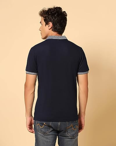 Image of INKKR Men's Solid Polo Collared Neck T-Shirt Combo (Navy,L.Green)-XXL