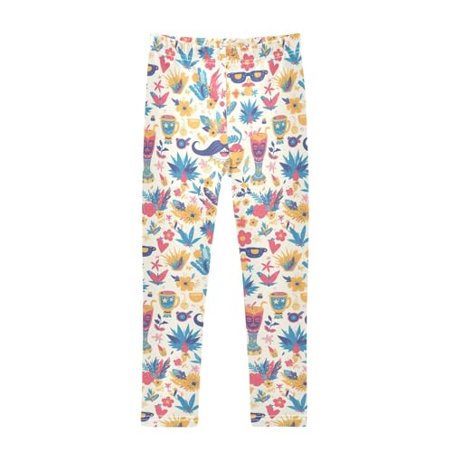 KLL Art Decor Mustache Pattern Retro Happy Fathers Day Toddler Girls' Cotton Leggings Soft Full Length Lounge Pants Exercise