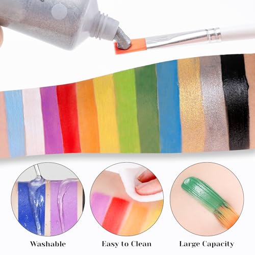 White Face Paint 70ml - Professional Water-Based Body Paint for Skeleton, Clown & Zombie Looks, Non-Toxic Washable Face Body Paint for Halloween SFX Cosplay Makeup ,Costume Events,Party - Image 6