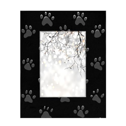 Mexpekil Cadre photo en bois pour décoration murale et table Motif empreintes de pattes de chien 13 x 18 cm