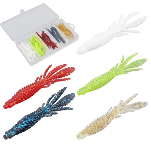 OriGlam 25pcs Soft Fishing Lure, Crayfish Lure Shrimp Bait Artificial Lure, Shrimp Bait Shrimp Fishing Lures Crawfish Bait Soft Artificial Bait for Bass Freshwater or Saltwater