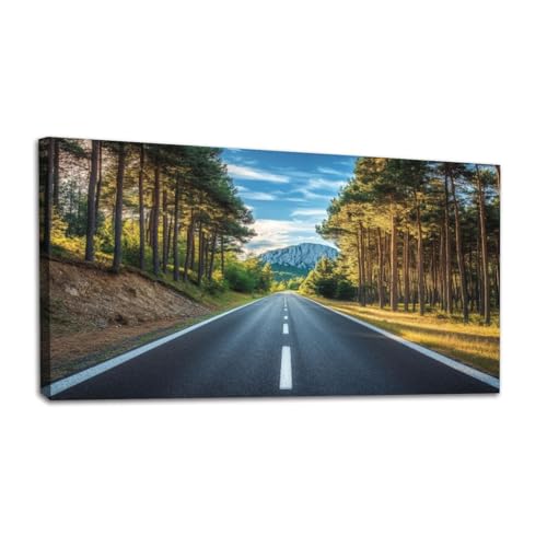 Large Wall Art Prints 20"x40" Road summer forest sunset Beautiful