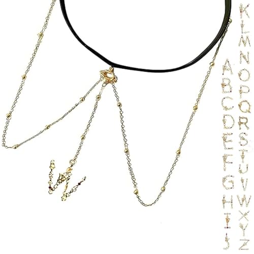 Diamond Initial Leg Chain, Sexy Elastic Zircon Butterfly Initial Letter Thigh Chain, Adjustable Multi-layer A-Z Initials Leg Chains, Elegant Body Thigh Accessories Jewelry for Women Girls (W)