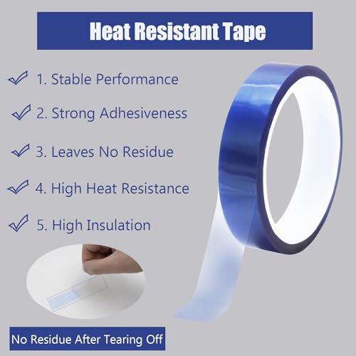 Image of 2 Rolls Heat Tape for Sublimation, Heat Resistant Tape for Heat Transfer Sublimation Press, 10mm x 33m(108ft) No Residue Heat Transfer Tape (Green)