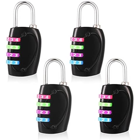 4 Pieces Combination Lock with Colorful Number, 4-Digit Combination Padlock Gym Locker Padlocks Small Code Lock for Gym Locker, School Locker, Luggage Cover