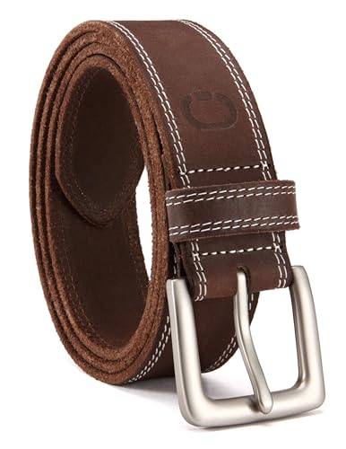 Image of CHAOREN Mens Belts Casual for Jeans - Full-Grain Leather, Durable Cowhide | Solid Buckle, Classic Style, Handmade, Daily Wear, Gift Box