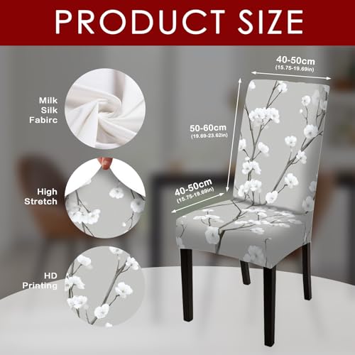 Image of Nuxovilar 4PCS White Plum Blossom Stretch Chair Covers 24x70in