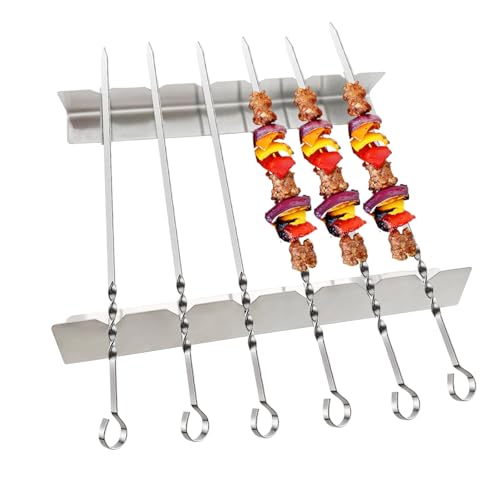 APKOL 6 PCS Spiedini per barbecue, spiedini in acciaio inossidabile 35 cm, spiedini in acciaio inossidabile adatti per uso domestico e campeggio, adatti per carne e verdure