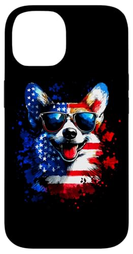 Patriotic Corgi American Flag 4 Of July Funny Dog Carcasa para iPhone 14