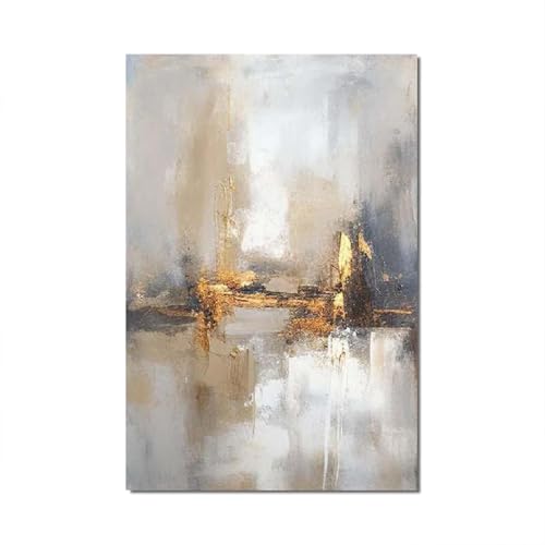 18meng Art Cuadros abstractos en lienzo blanco y dorado, 200 x 100 cm, moderno, XXL, grande, impresiones artísticas sobre lienzo, para salón, dormitorio, decoración de pared, sin enmarcar