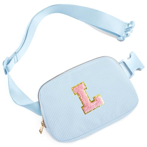 Image of Gitus Birthday Gifts for 10 11 12 13 14 15 16 Year Old Girls Personalized Gifts for Women Initial Fanny Pack Crossbody Bag Belt Bag Cute Preppy Stuff for Teen Girls Teenage Girl Gifts (Icing Blue-L)