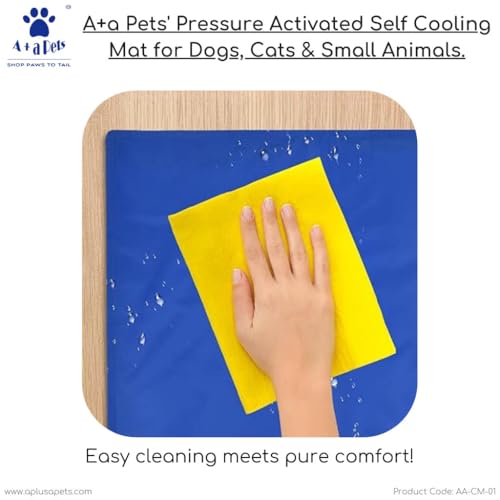 Image of A+a Pets' Pressure Activated Self Cooling Mat for Dogs, Cats & Small Animals | No Water No Refrigeration, Summer Relief | Non-Toxic Pad Stay Cool Indoor & Outdoor (M)