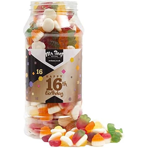 Mr Beez Sweets | 16th Birthday Gift | Jelly Mix | Choice of Classic Retro Sweets Available | 23x9cm | 700 Grams Cover