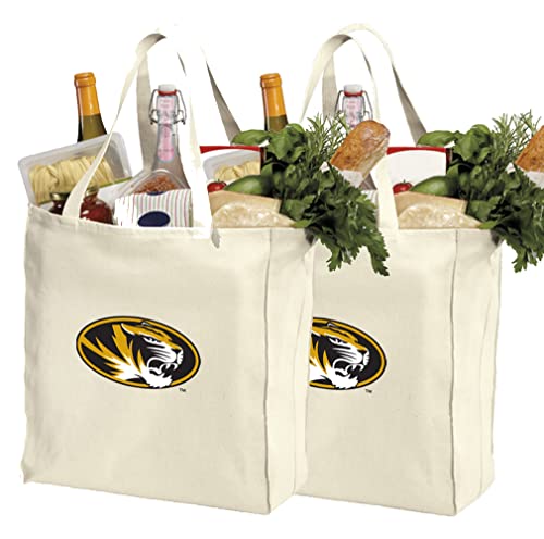 Best Grocery Stores In Missouri - Top 5 Picks & Review 4 Reusable University of Missouri Shopping Bags or Mizzou Grocery Bag 2Pc SET NATURAL COTTON