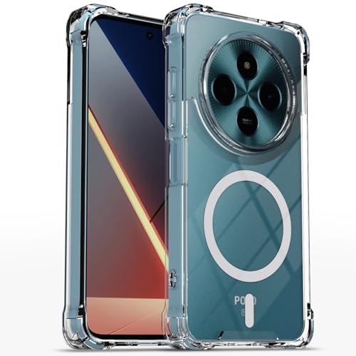 Image of Amazon Basics Back Cover for Poco M7 5G Mag-Safe Shockproof PC + TPU Protective Case Magnetic Support Bumper Case (Transparent Mag-Safe)