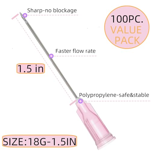 Image of 100 Pack 18 Gauge 1.5 Inch Sterile Disposable Lab Supplies, Scientific and Industrial Dispensing Needle Accessories